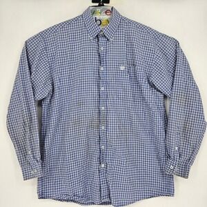 Cinch Shirt Mens Large‎ Western Blue Plaid Button Down Cowboy Rodeo FLAWS